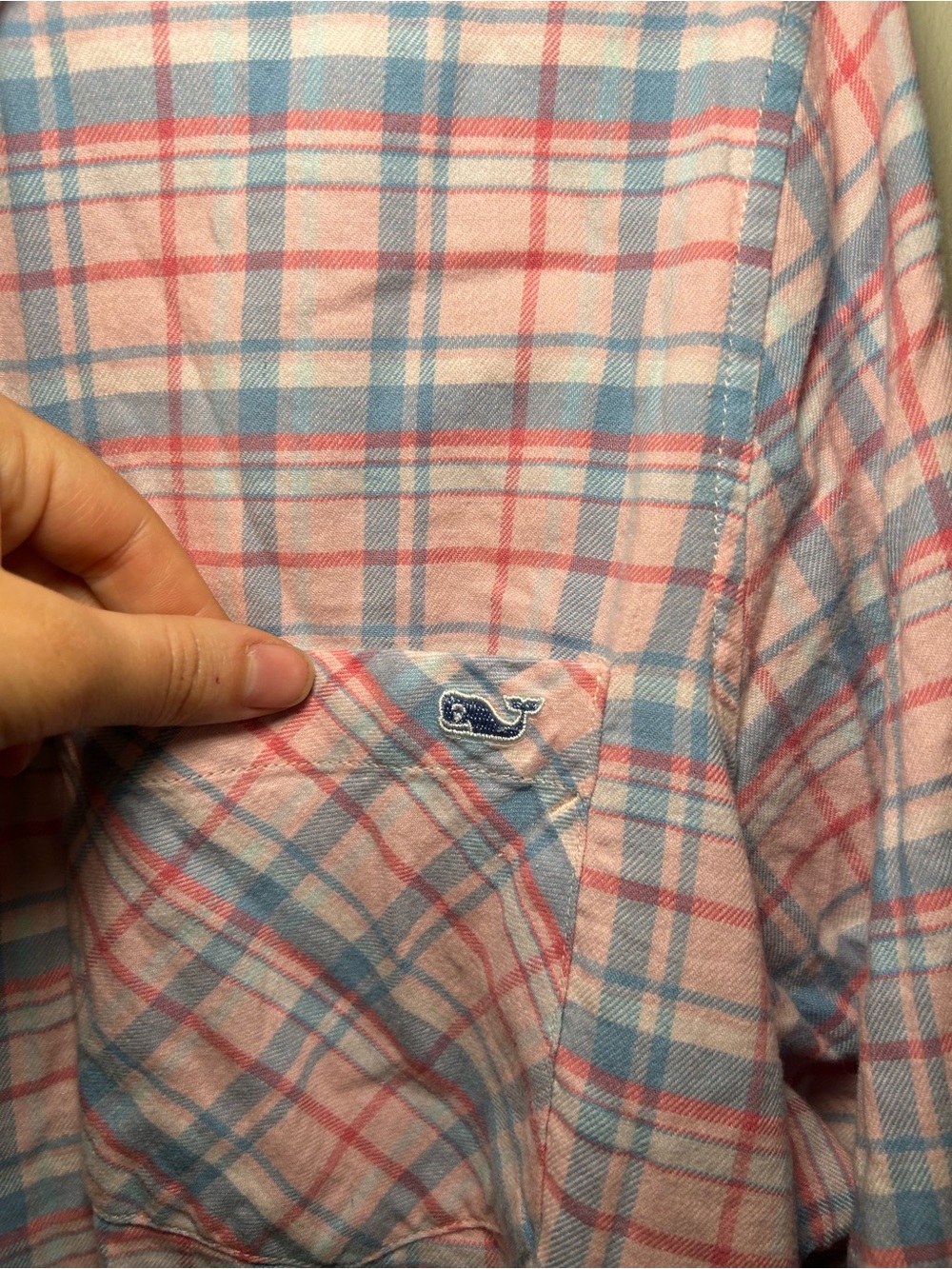 Vineyard Vines Pink and Blue Plaid Flannel Button-Down Shirt - Picture 5 of 6